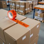 PP Warnklebeband Vorsicht Glas! 50,0 mm x 66 m leuchtorange leise abrollbar – Bild 2